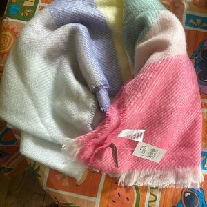 Loft Blanket Scarf Womens Striped Large Fringed Winter Fashion Accessory